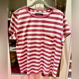 Preloved Abercrombie & Fitch Pink and White Striped Tee